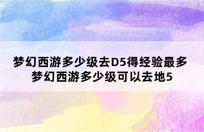 梦幻西游多少级去D5得经验最多 梦幻西游多少级可以去地5